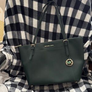 Michael Kors Dark Green Tote Bag